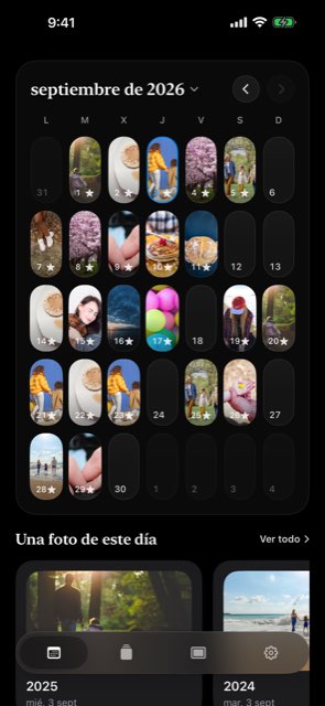 El calendario del mes lleno con una foto por día